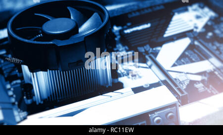 Circuit board. Electronic computer hardware technology. Motherboard digital Stock Photo