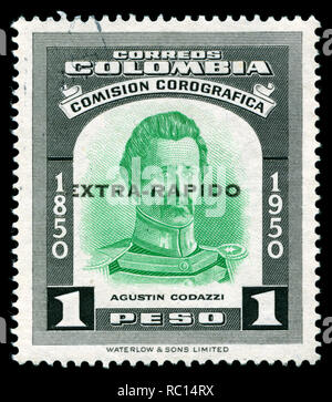 Postage stamp from Colombia in the Establishment of the Chorographic Commission Centenary series issued in 1955 Stock Photo