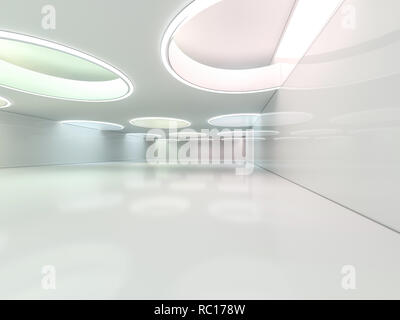 Abstract modern architecture background, empty open space interior. 3D rendering Stock Photo