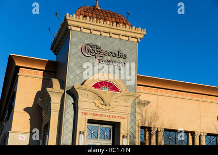 A logo sign outside of a Cheesecake Factory restaurant in Columbia, Maryland on January 11, 2019. Stock Photo