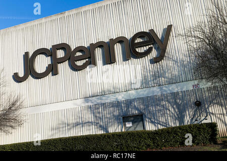 A logo sign outside of a JCPenney retail store in Columbia, Maryland on January 11, 2019. Stock Photo