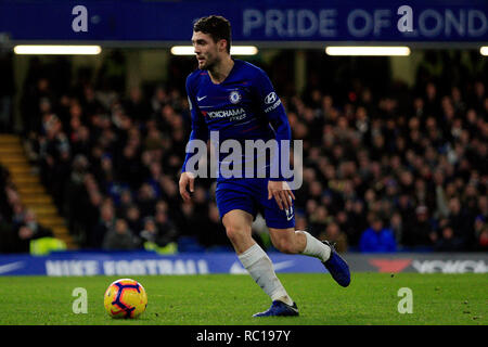 London, UK. 12th Jan, 2019. Mateo Kovacic of Chelsea in action. Premier League match, Chelsea v Newcastle Utd at Stamford Bridge in London on Saturday 12th January 2019. this image may only be used for Editorial purposes. Editorial use only, license required for commercial use. No use in betting, games or a single club/league/player publications. pic by Steffan Bowen/ Credit: Andrew Orchard sports photography/Alamy Live News Stock Photo