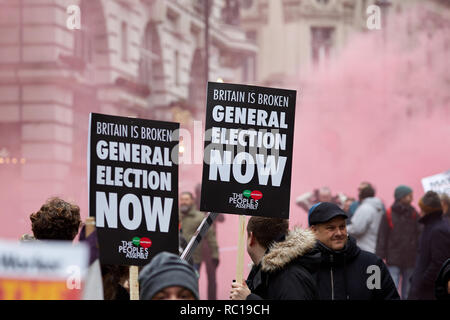 London, UK. 12th Jan, 2019. Protestors with placards calling for a new General Election during the People's Assembly austerity march through London. Credit: Kevin J. Frost/Alamy Live News Credit: Kevin J. Frost/Alamy Live News Credit: Kevin J. Frost/Alamy Live News Stock Photo