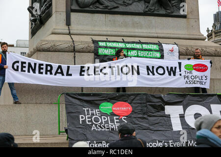 London, UK. 12th Jan, 2019. A large ''General Election Now'' banner is seen during the Britain is Broken protest organised by People's Assembly Against Austerity calling for a General Election. Credit: Dinendra Haria/SOPA Images/ZUMA Wire/Alamy Live News Stock Photo
