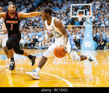 USA, 12th January 2019. North Carolina Tar Heels guard Kenny Williams (24) during the NCAA College Basketball game between the Louisville Cardinals and the North Carolina Tar Heels at the Dean E. Smith Center on Saturday January 12, 2019 in Chapel Hill, North Carolina. Jacob Kupferman/CSM Credit: Cal Sport Media/Alamy Live News Stock Photo