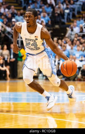 USA, 12th January 2019. North Carolina Tar Heels guard Kenny Williams (24) during the NCAA College Basketball game between the Louisville Cardinals and the North Carolina Tar Heels at the Dean E. Smith Center on Saturday January 12, 2019 in Chapel Hill, North Carolina. Jacob Kupferman/CSM Credit: Cal Sport Media/Alamy Live News Stock Photo