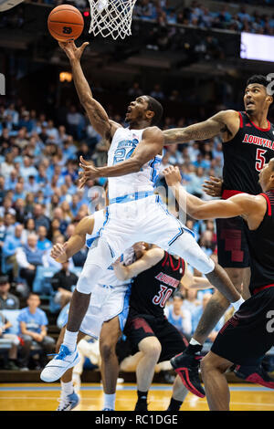 USA, 12th January 2019. North Carolina Tar Heels guard Kenny Williams (24) during the NCAA College Basketball game between the Louisville Cardinals and the North Carolina Tar Heels at the Dean E. Smith Center on Saturday January 12, 2019 in Chapel Hill, North Carolina. Jacob Kupferman/CSM Credit: Cal Sport Media/Alamy Live News Stock Photo