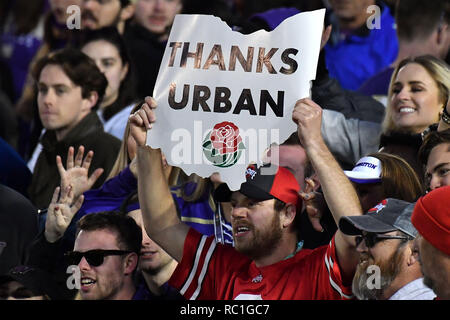 Pasadena, California, USA. 1st Jan, 2019. Ohio State Buckeyes Fans during the 105th Rose Bowl College football game between the Ohio State Buckeyes and the Washington Huskies at the Rose Bowl. Credit: csm/Alamy Live News Stock Photo