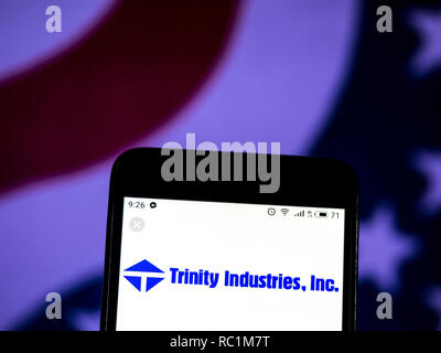 Kiev, Ukraine. 13th Jan, 2019. Trinity Industries Corporate group company logo seen displayed on a smart phone. Credit: Igor Golovniov/SOPA Images/ZUMA Wire/Alamy Live News Stock Photo