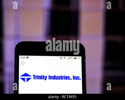 Kiev, Ukraine. 13th Jan, 2019. Trinity Industries Corporate group company logo seen displayed on a smart phone. Credit: Igor Golovniov/SOPA Images/ZUMA Wire/Alamy Live News Stock Photo