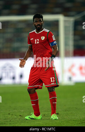 January 13, 2019 : Ahmed Kano of Oman during Oman v Japan at the Zayed Sports City Stadium in Abu Dhabi, United Arab Emirates, AFC Asian Cup, Asian Football championship. Ulrik Pedersen/CSM. Stock Photo