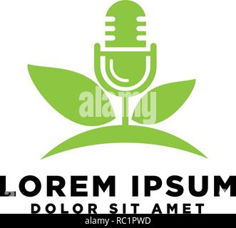 Podcast Music microphone logo template, vector illustration icon isolated elements Stock Vector