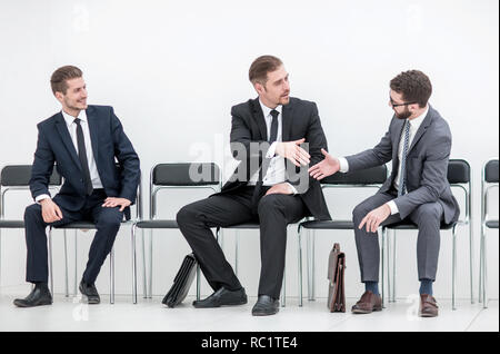 employees shaking hands when meeting in the office Stock Photo
