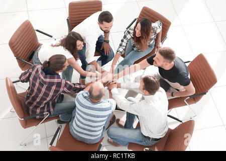 view from the top. business team shows its unity. Stock Photo