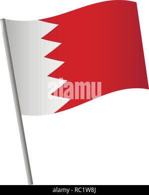Bahrain flag icon. National flag of Bahrain on a pole vector illustration. Stock Vector