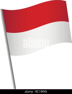 Indonesia flag icon. National flag of Indonesia on a pole vector illustration. Stock Vector
