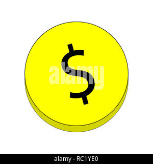 Coin with a dollar sign.  illustration on white background. Stock Photo