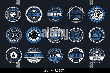 15 Retro Vintage Badges Design Collection. Vector illustration Stock Vector