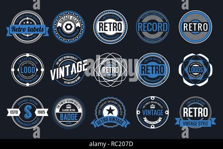 15 Retro Vintage Badges Design Collection. Vector illustration Stock Vector