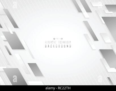 Abstract of technology stripe square line pattern of gray white on gradient black background. vector eps10 Stock Vector