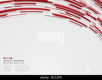 Abstract of high technology motion gradient red stripe lines pattern background. vector eps10 Stock Vector