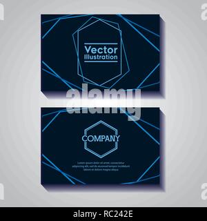 pair of business cards with lines and figures vector illustration design Stock Vector