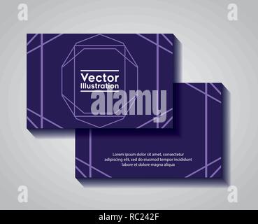 pair of business cards with lines and figures vector illustration design Stock Vector