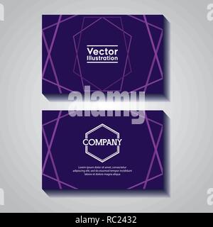 pair of business cards with lines and figures vector illustration design Stock Vector