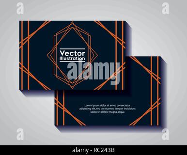 pair of business cards with lines and figures vector illustration design Stock Vector