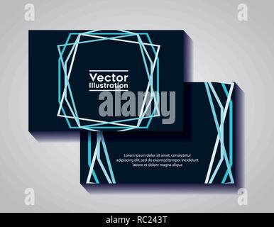 pair of business cards with lines and figures vector illustration design Stock Vector