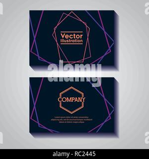 pair of business cards with lines and figures vector illustration design Stock Vector