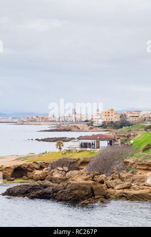 Cityscape of Alghero in Sardinia, Italy Stock Photo