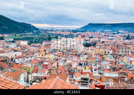 Aerial view from the castle of Bosa, a colofrull small village  in Sardinia, Italy Stock Photo