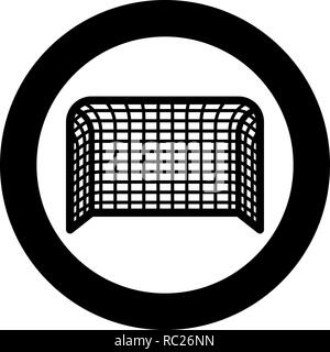 Soccer gate Football gate Handball gate Concept score icon black color vector I flat style simple imagein circle round Stock Vector