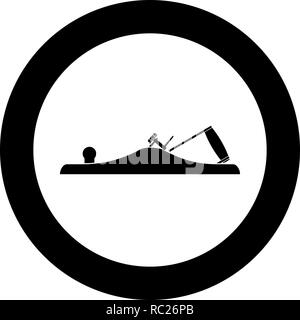 Jack plane Smoothing plane Carpenter tool symbol Hand tool for carpentry icon black color vector I flat style simple imagein circle round Stock Vector