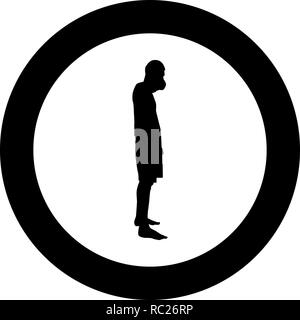 Man covering his mouth Silhouette concept close mouth shock grief icon black color vector I flat style simple imagein circle round Stock Vector