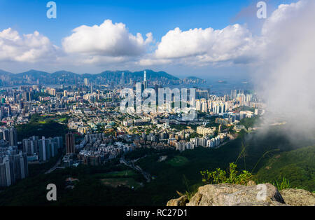 Hong Kong cityscape landmark view from the Lion rock at daytime Stock Photo