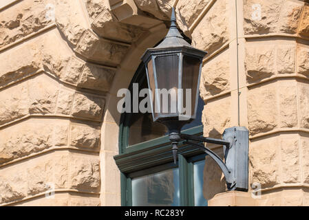 Daytime detail of the ornate exterior lighting around the outside of Sydney's Central Railway Station in New South Wales, Australia Stock Photo