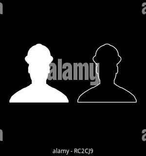 Avatar builder architect engineer in helmet view icon set white color I flat outline style simple image Stock Vector