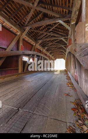 Inside view of covered bridge Lancaster PA. Stock Photo