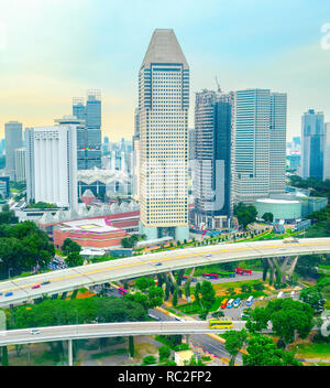 Aerial cityscape of modern Singapore metropolis with infrastructure Stock Photo