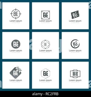 Set of letter logo. Initial BE Logo Template Vector Design Stock Vector