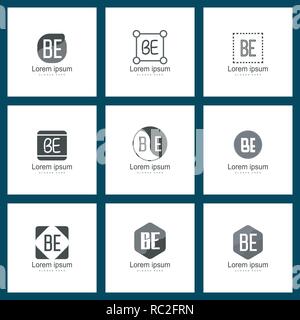Set of letter logo. Initial BE Logo Template Vector Design Stock Vector