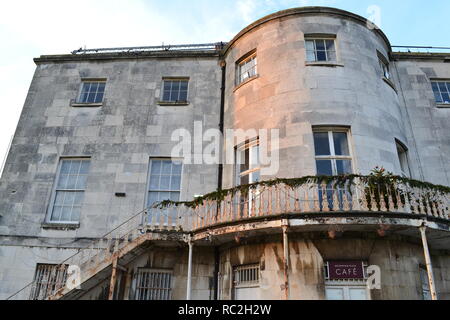 Redevelopment of Beckenham Place Park, south east London, January 2018. Balcony of the 17th-century mansion in need of repair Stock Photo