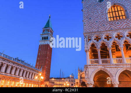 Venice, Italy. Piazza San Marco with Doge's Palace and Campanile. Stock Photo