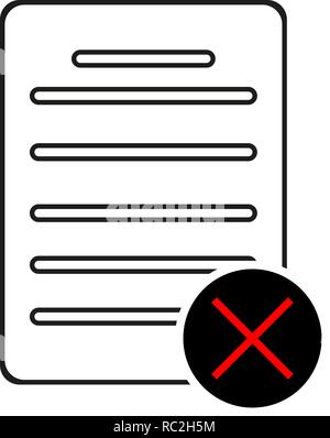 Reject file line icon. Decline document sign. Delete file. Quality design flat app element. Editable stroke Reject file icon. Vector Stock Vector