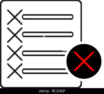 Reject file line icon. Decline document sign. Delete file. Quality design flat app element. Editable stroke Reject file icon. Vector Stock Vector