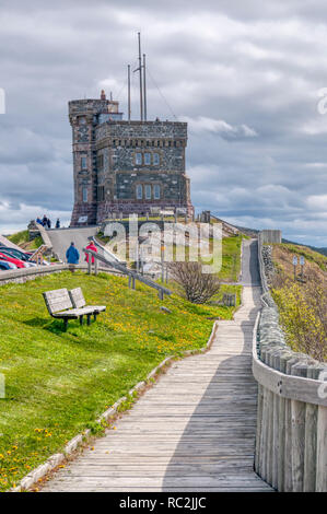 The Cabot Tower in St John's was built in 1898 to commemorate the 400th anniversary of discovery of Newfoundland, & Queen Victoria's Diamond Jubilee. Stock Photo
