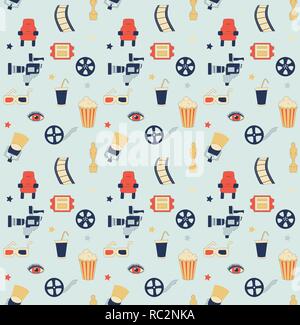 Seamless vector pattern with movie elements Stock Vector