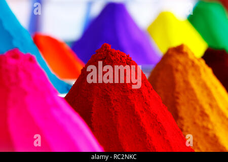 Colorful dyes, Devaraja Market, Mysore, Karnataka, India Stock Photo